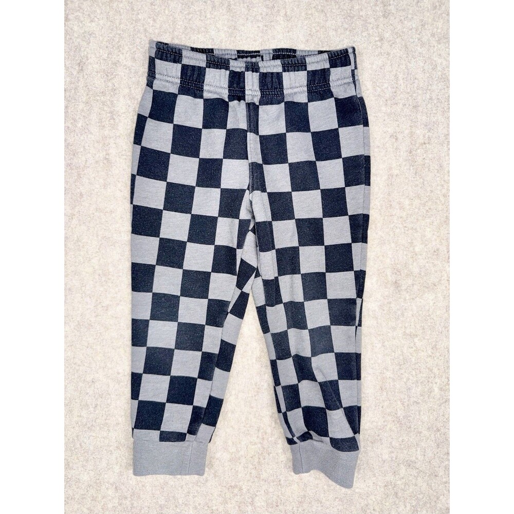 Cat & Jack Boys Size 3T Black & Gray Checkered Jogger Sweatpants